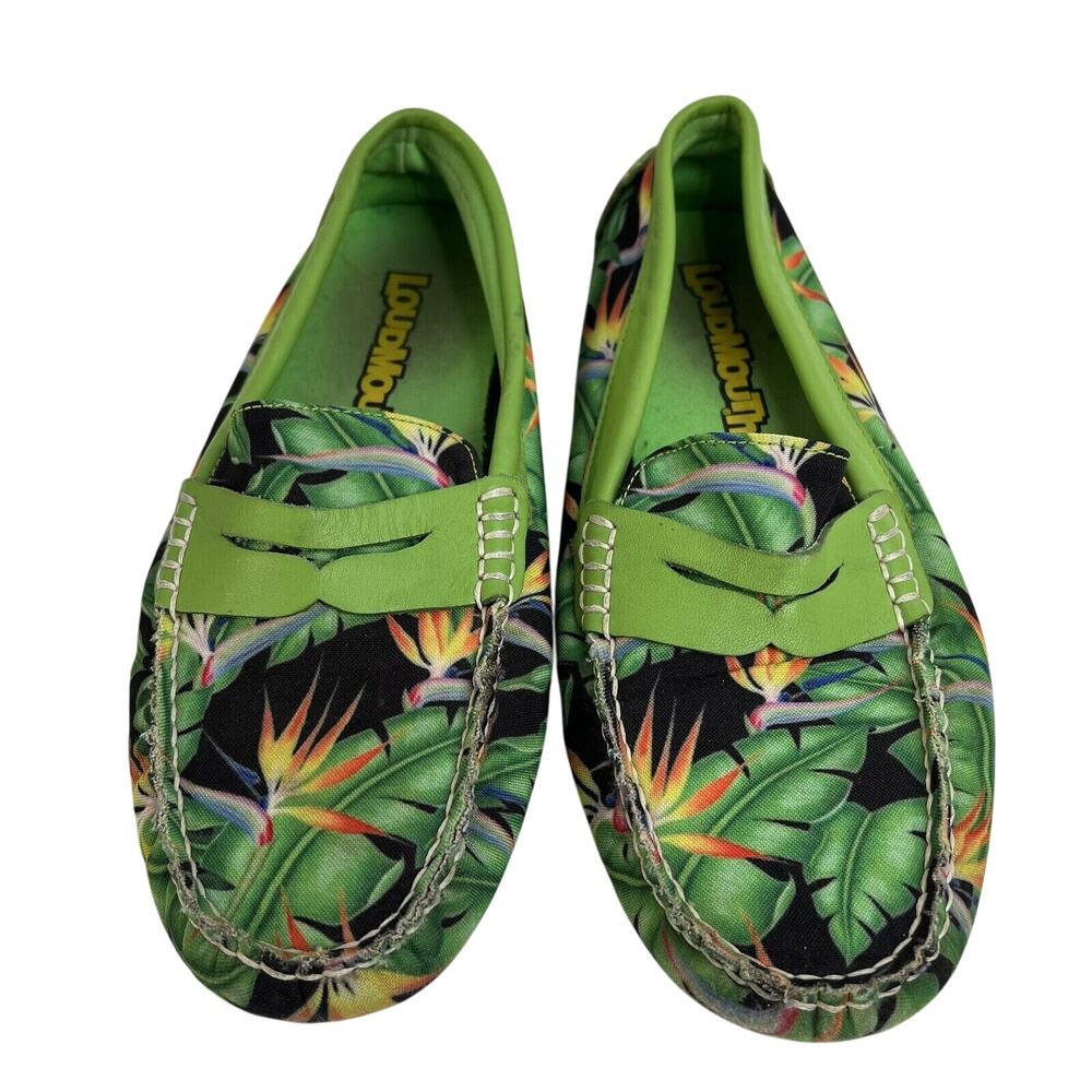 Loudmouth 8.5 Men’s Logan Driving Loafers‎ Bora Bora Tropical Print Botanical